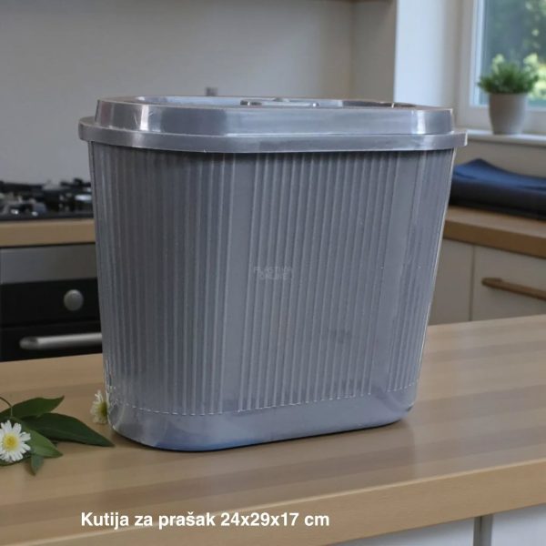 Kutija za prašak 24 x 29 x 17 cm, Plastična kutija za prašak, Kutija za prašak sa uklonjivim poklopcem, plastične kutije za prašak siva 1
