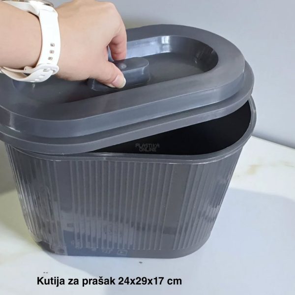 Kutija za prašak 24 x 29 x 17 cm, Plastična kutija za prašak, Kutija za prašak sa uklonjivim poklopcem, plastične kutije za prašak siva 1