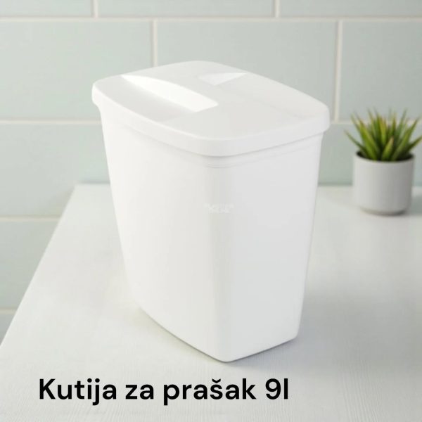 Kutija za prašak 9L, Plastična kutija za prašak, Kutija za deterdžent, Kutija za prašak sa poklopcem, Kutija za veš prašak, kutije za prašak bela