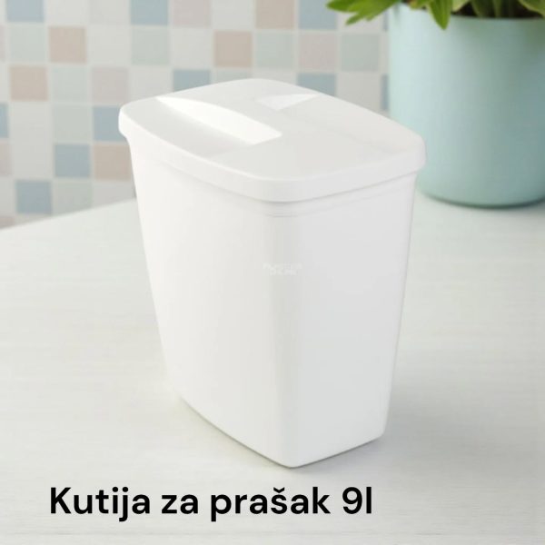 Kutija za prašak 9L, Plastična kutija za prašak, Kutija za deterdžent, Kutija za prašak sa poklopcem, Kutija za veš prašak, kutije za prašak bela