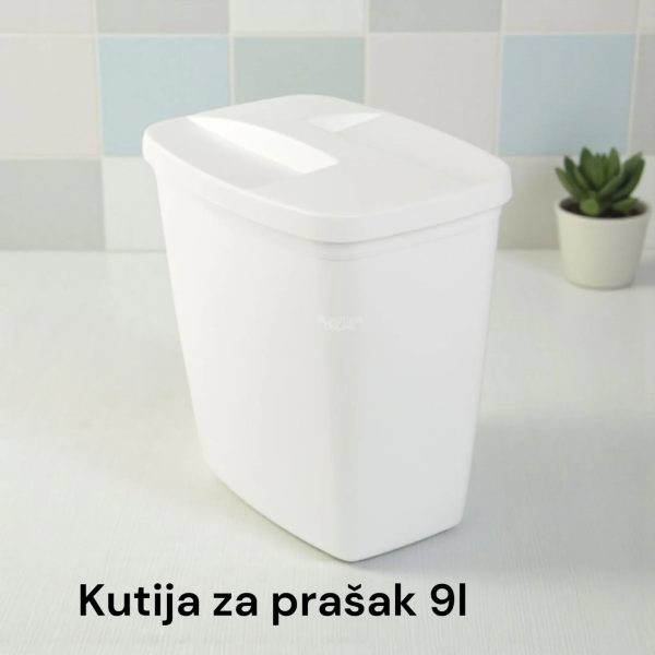 Kutija za prašak 9L, Plastična kutija za prašak, Kutija za deterdžent, Kutija za prašak sa poklopcem, Kutija za veš prašak, kutije za prašak bela