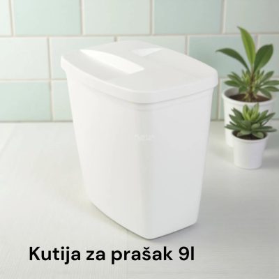 Kutija za prašak 9L, Plastična kutija za prašak, Kutija za deterdžent, Kutija za prašak sa poklopcem, Kutija za veš prašak, kutije za prašak bela