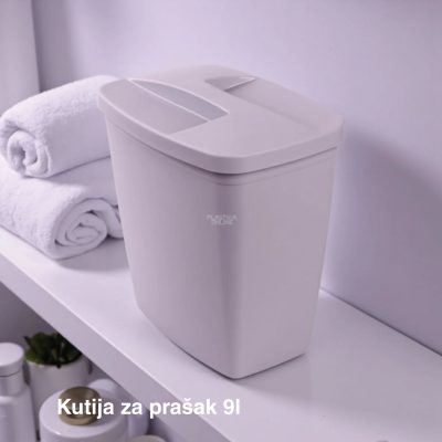 Kutija za prašak 9L, Plastična kutija za prašak, Kutija za deterdžent, Kutija za prašak sa poklopcem, Kutija za veš prašak, kutije za prašak lavanda siva