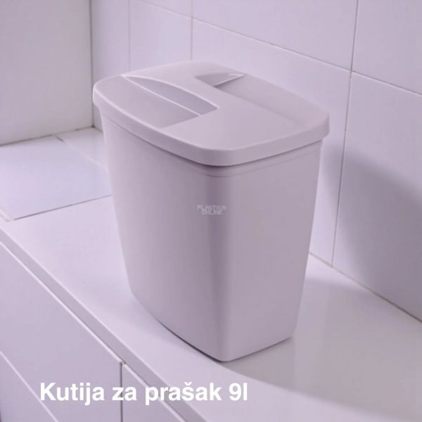 Kutija za prašak 9L, Plastična kutija za prašak, Kutija za deterdžent, Kutija za prašak sa poklopcem, Kutija za veš prašak, kutije za prašak lavanda siva