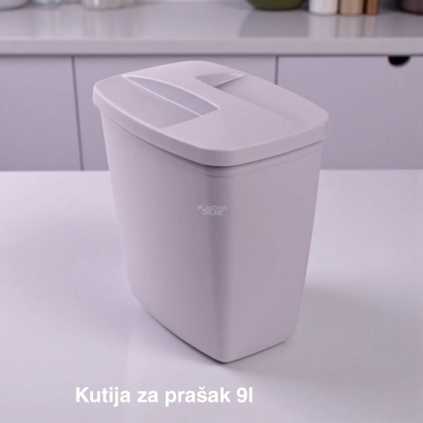 Kutija za prašak 9L, Plastična kutija za prašak, Kutija za deterdžent, Kutija za prašak sa poklopcem, Kutija za veš prašak, kutije za prašak lavanda siva