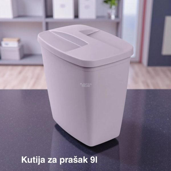 Kutija za prašak 9L, Plastična kutija za prašak, Kutija za deterdžent, Kutija za prašak sa poklopcem, Kutija za veš prašak, kutije za prašak lavanda siva