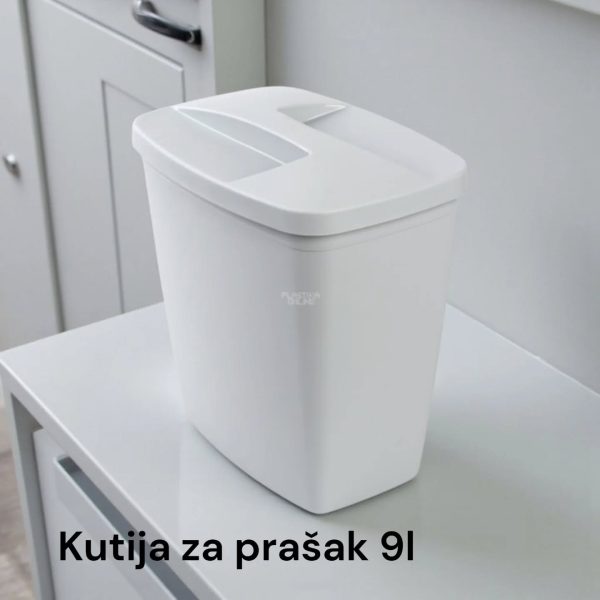 Kutija za prašak 9L, Plastična kutija za prašak, Kutija za deterdžent, Kutija za prašak sa poklopcem, Kutija za veš prašak, kutije za prašak svetlo siva