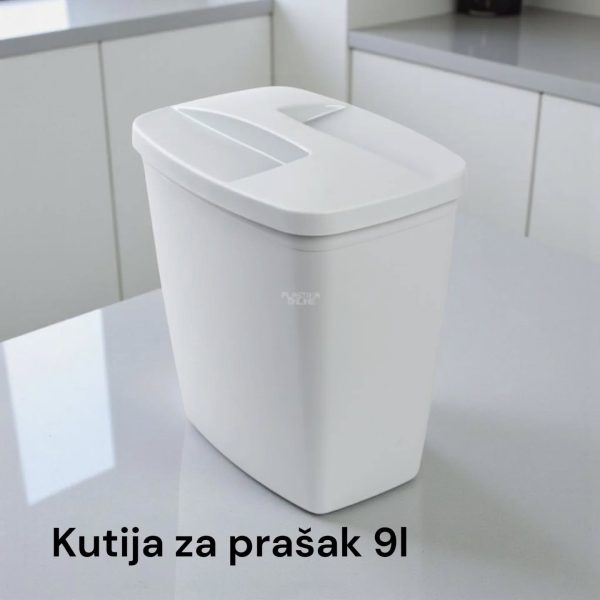 Kutija za prašak 9L, Plastična kutija za prašak, Kutija za deterdžent, Kutija za prašak sa poklopcem, Kutija za veš prašak, kutije za prašak svetlo siva