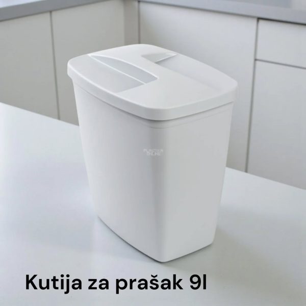 Kutija za prašak 9L, Plastična kutija za prašak, Kutija za deterdžent, Kutija za prašak sa poklopcem, Kutija za veš prašak, kutije za prašak svetlo siva