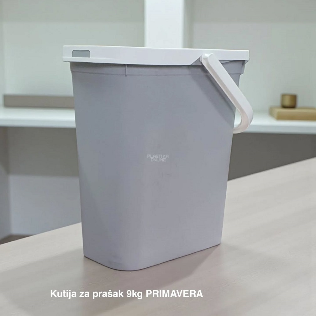Kutija za prašak za veš 9kg PRIMAVERA, Kutija za prašak 9kg, Plastična kutija za prašak, Kutija za deterdžent, Kutija za prašak sa poklopcem, Višenamenska kutija siva