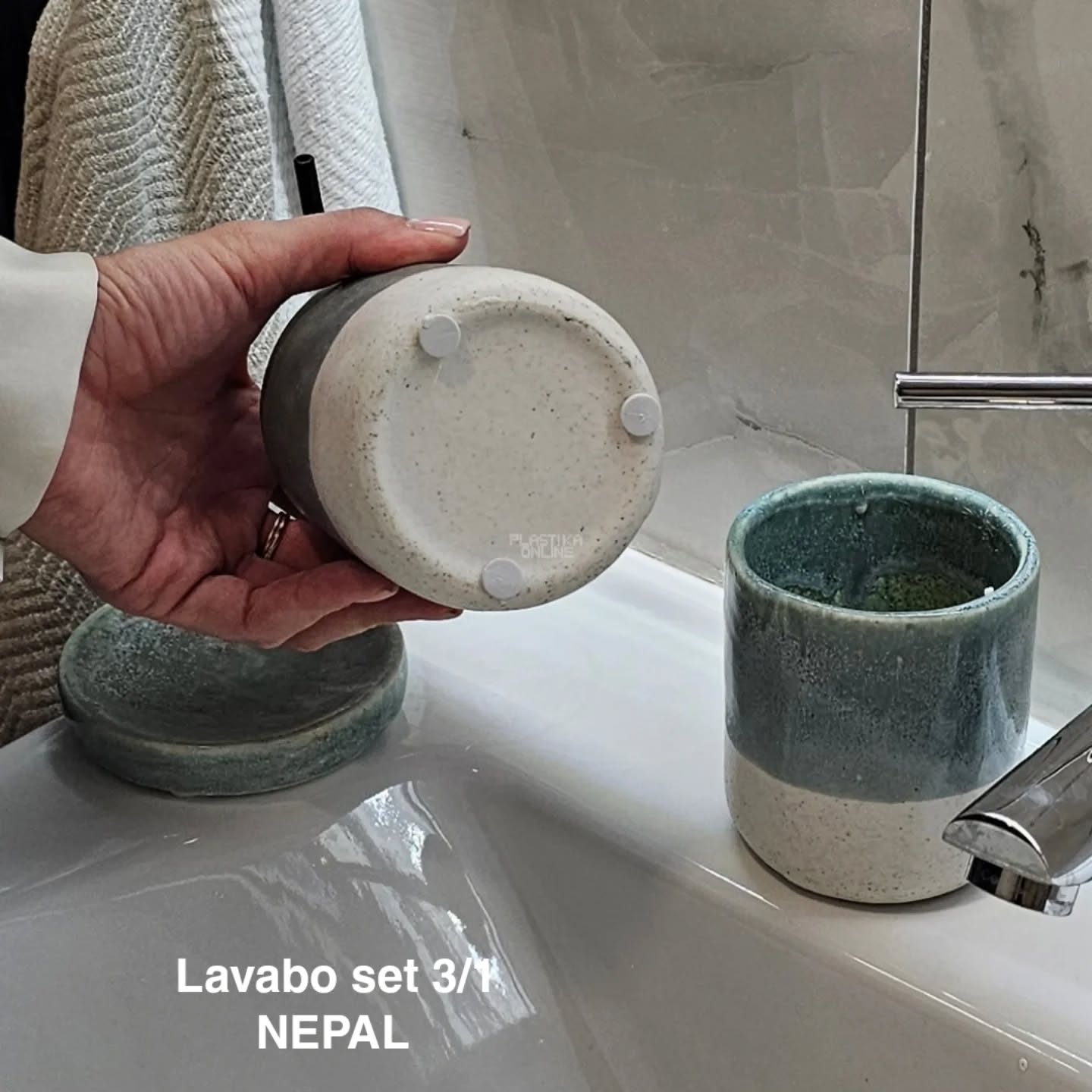Lavabo set 3, Keramički lavabo set, Držač za četkice za zube, Držač za sapun, Dozator za tečni sapun, Kupatilski set