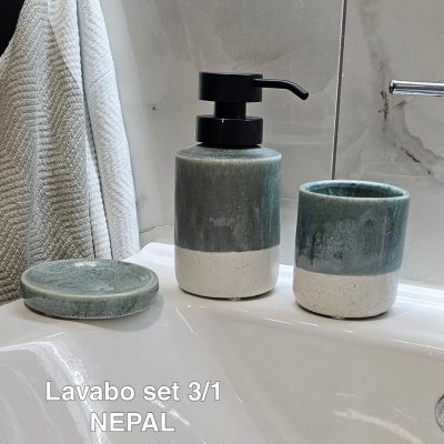 Lavabo set 3, Keramički lavabo set, Držač za četkice za zube, Držač za sapun, Dozator za tečni sapun, Kupatilski set