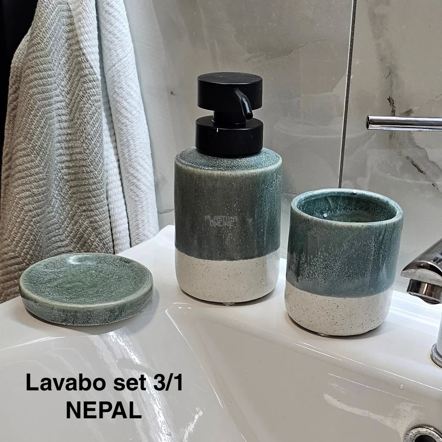 Lavabo set 3, Keramički lavabo set, Držač za četkice za zube, Držač za sapun, Dozator za tečni sapun, Kupatilski set