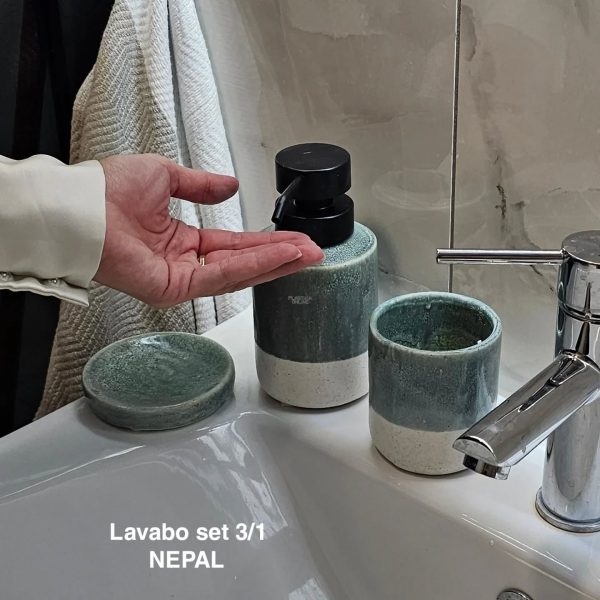 Lavabo set 3, Keramički lavabo set, Držač za četkice za zube, Držač za sapun, Dozator za tečni sapun, Kupatilski set