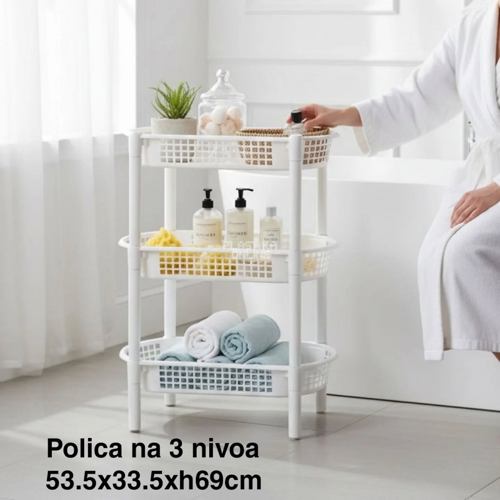 Višenamenska polica 53x33x68cm perforirane police, Polica za odlaganje, polica za kupatilo, Polica za kuhinju, Polica za špajz,