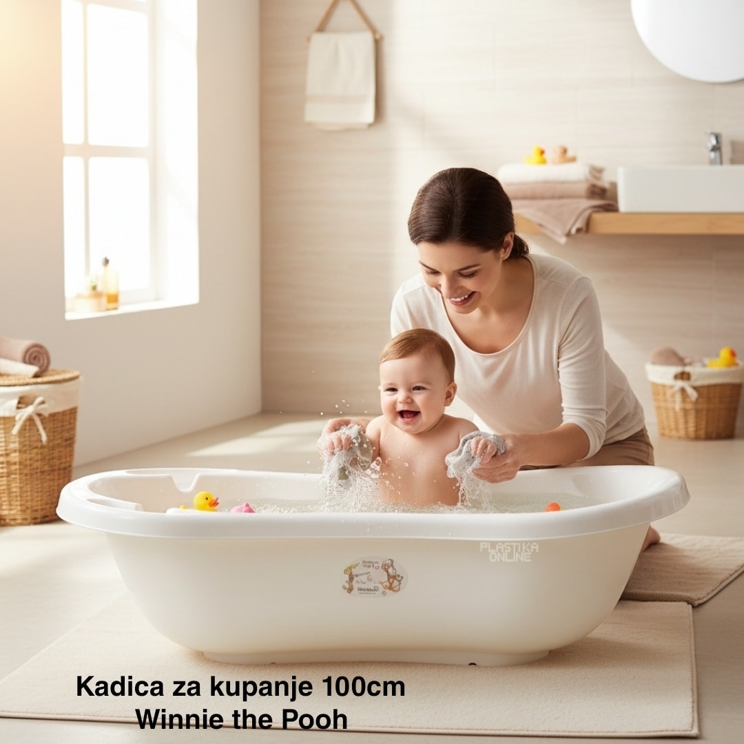 Kadica za bebe 100 cm, Kadica za kupanje beba, Plastična kadica za bebe, Kadica za bebe sa čepom, Kadica za bebe Winnie the Pooh, Kadica za novorođenčad, Bezbedna kadica za bebe