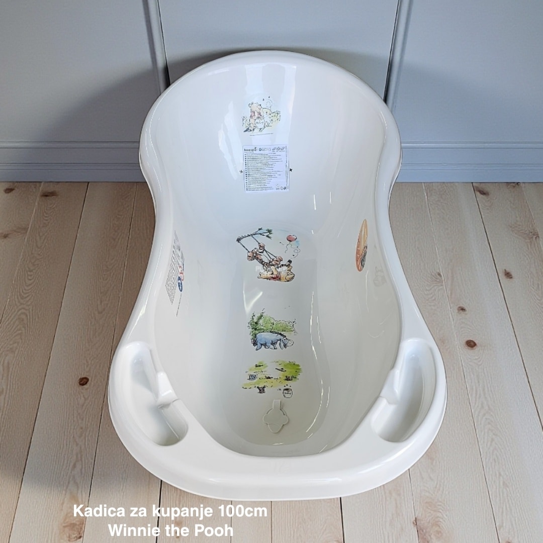 Kadica za bebe 100 cm, Kadica za kupanje beba, Plastična kadica za bebe, Kadica za bebe sa čepom, Kadica za bebe Winnie the Pooh, Kadica za novorođenčad, Bezbedna kadica za bebe