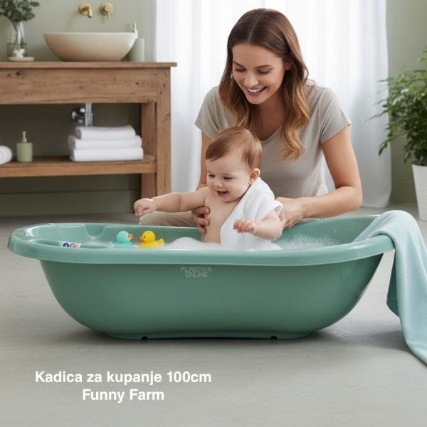 Kadica za kupanje 100cm, Kadica za kupanje beba, Plastična kadica za kupanje, Kadica za novorođenčad, Kadica za kupanje dece, Kadica za kupanje funny farm