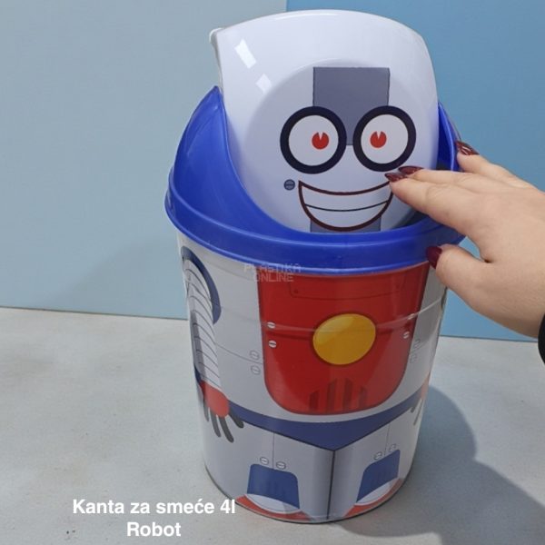 Kanta za smeće 4l , Kanta klatno dečija, Kanta za smeće za decu, Dečija kanta za smeće sa klatnom, Vesela kanta za decu, Kanta za odlaganje otpada, Praktična dečija kanta za smeće robot