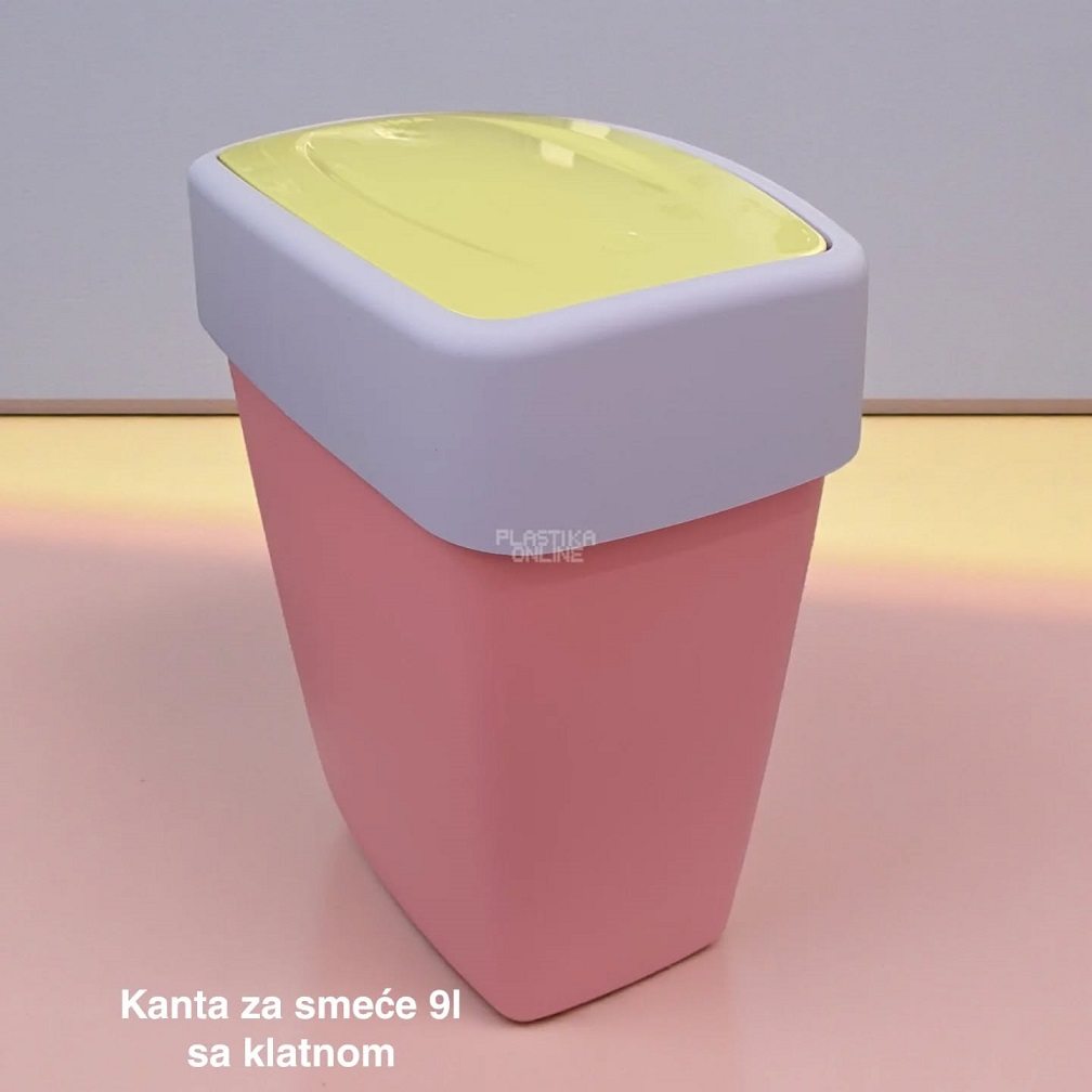 Kanta za smeće 9l sa klatnom , kanta za otpad, kanta za smeće, kanta za kuhinju, kanta za kupatilo, kanta za kancelariju bela roze