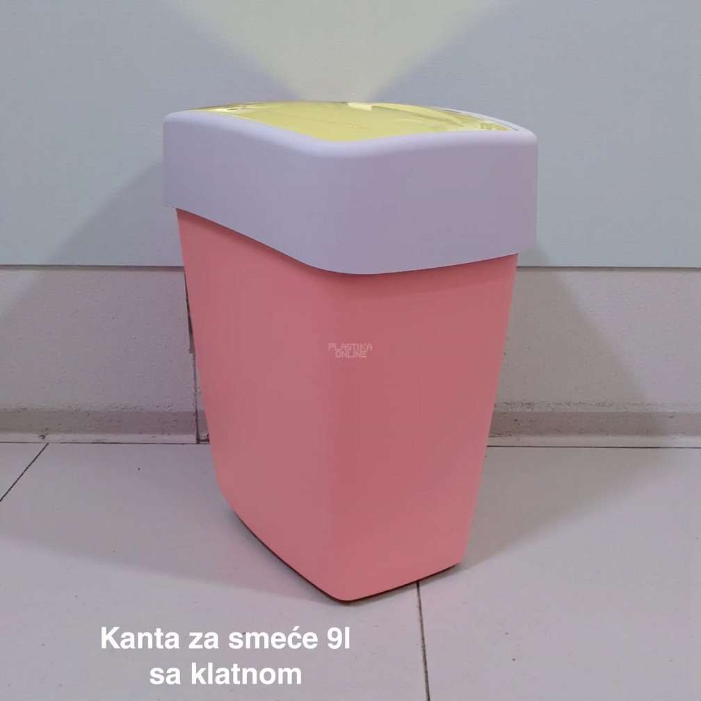 Kanta za smeće 9l sa klatnom , kanta za otpad, kanta za smeće, kanta za kuhinju, kanta za kupatilo, kanta za kancelariju bela roze