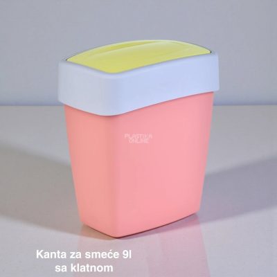 Kanta za smeće 9l sa klatnom , kanta za otpad, kanta za smeće, kanta za kuhinju, kanta za kupatilo, kanta za kancelariju bela roze