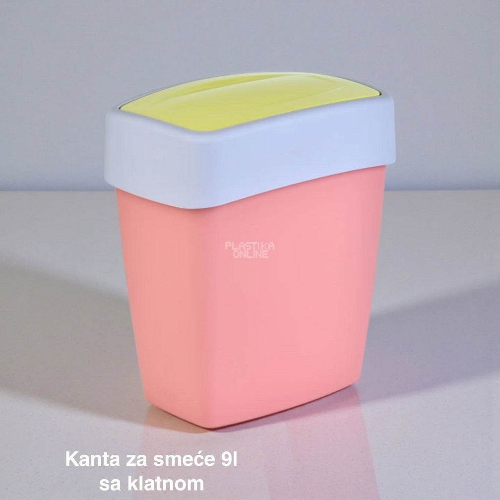 Kanta za smeće 9l sa klatnom , kanta za otpad, kanta za smeće, kanta za kuhinju, kanta za kupatilo, kanta za kancelariju bela roze