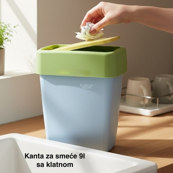 Kanta za smeće 9l sa klatnom , kanta za otpad, kanta za smeće, kanta za kuhinju, kanta za kupatilo, kanta za kancelariju plava