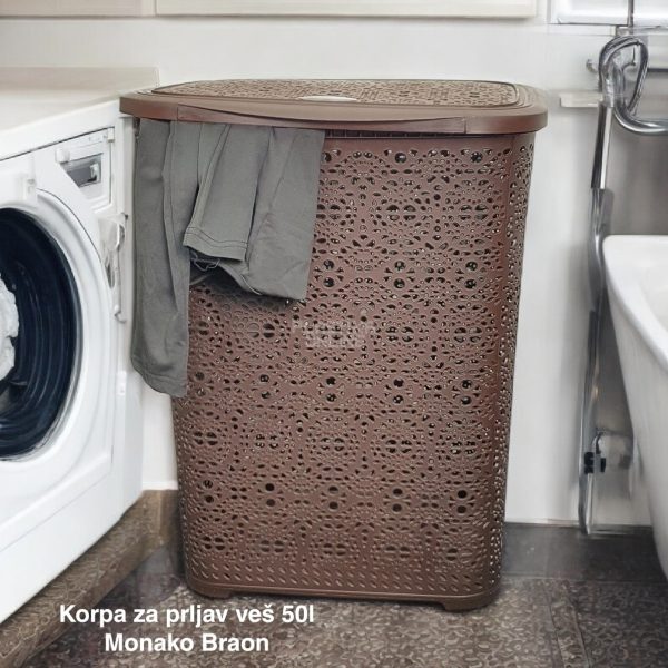 Korpa za veš 50L , korpa za ves, plasticne korpe za ves, korpe za ves plastika, Monako korpa za ves BRAON