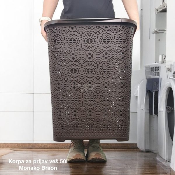 Korpa za veš 50L , korpa za ves, plasticne korpe za ves, korpe za ves plastika, Monako korpa za ves BRAON