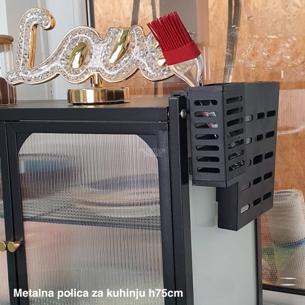 Metalna polica za kuhinju h75cm , plastična polica za kuhinju, kuhinjska polica sa vratancima, polica za mikrotalasnu, organizacija kuhinje, moderna kuhinjska polica