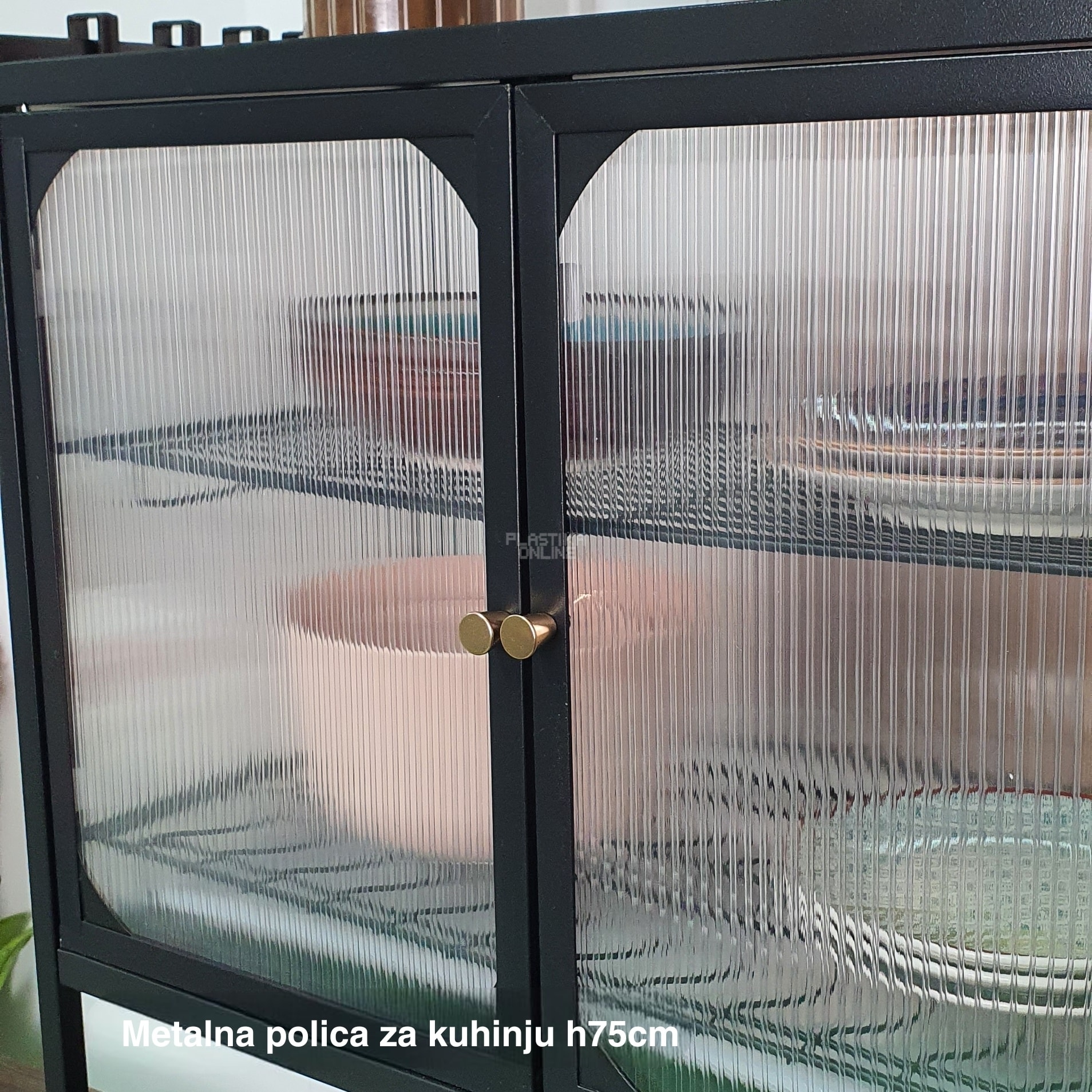 Metalna polica za kuhinju h75cm , plastična polica za kuhinju, kuhinjska polica sa vratancima, polica za mikrotalasnu, organizacija kuhinje, moderna kuhinjska polica