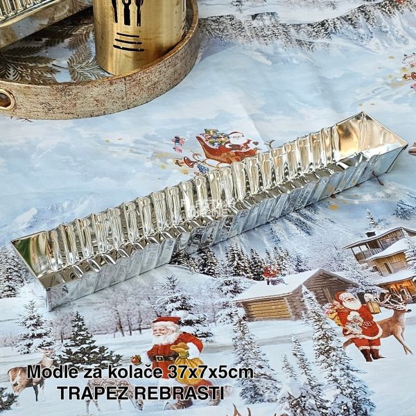 Modle za kolače 37x7x5 cm trapez rebrasti , Modla za toblerone, Rebraste modle za toblerone, Modla od pocinkovanog lima, modle za kolače, mini pleh za hleb
