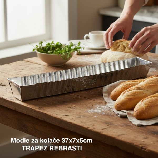 Modle za kolače 37x7x5 cm trapez rebrasti , Modla za toblerone, Rebraste modle za toblerone, Modla od pocinkovanog lima, modle za kolače, mini pleh za hleb