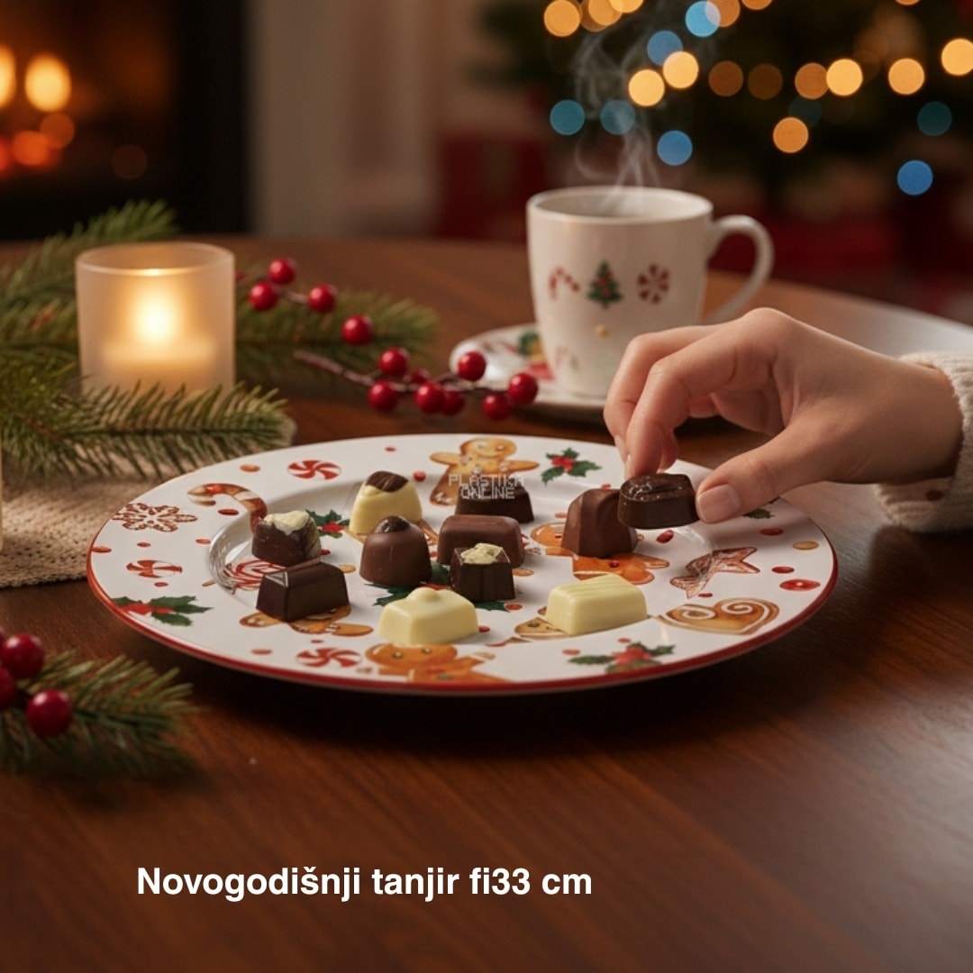 Novogodišnji tanjir fi33cm BELI - Slika 7