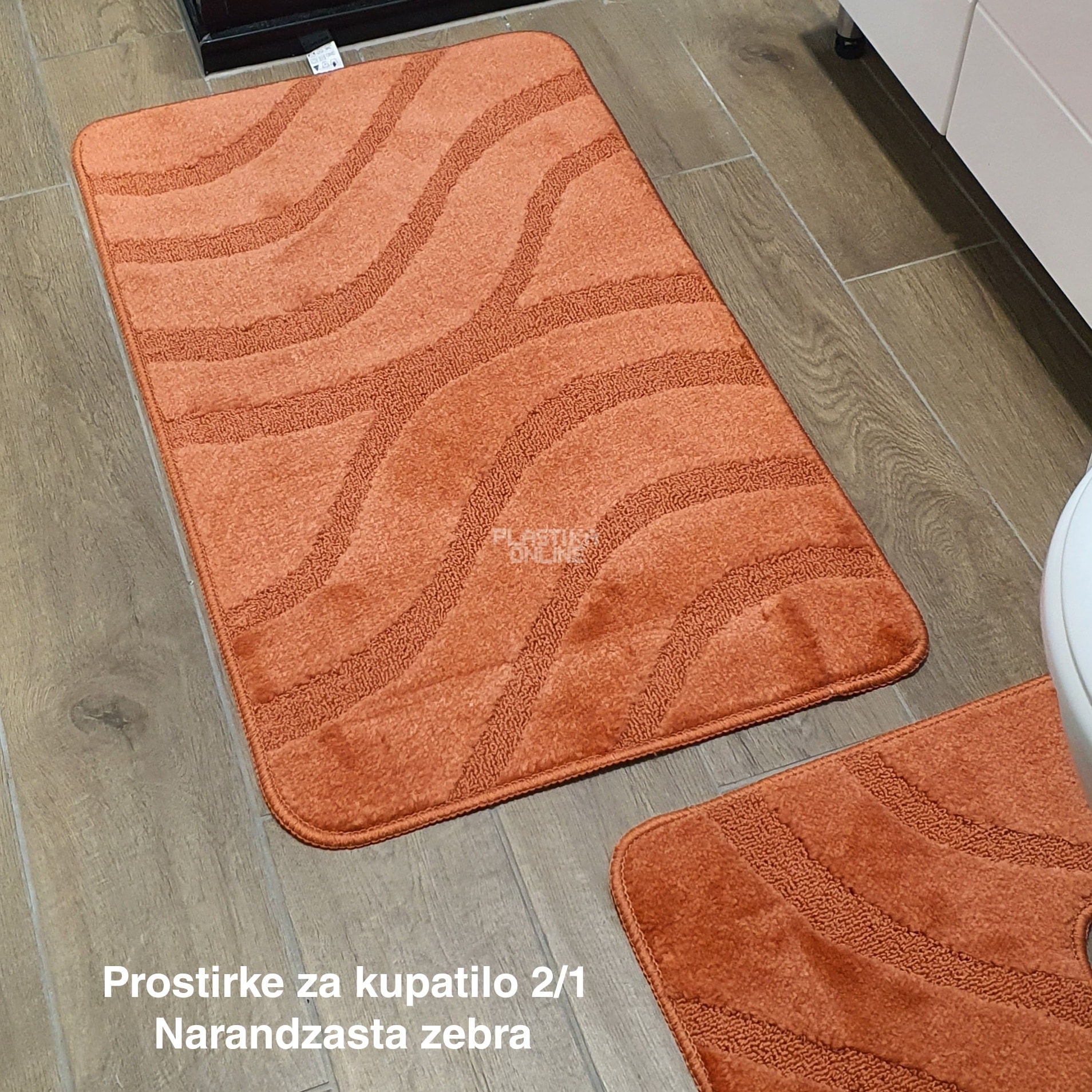 Prostirke za kupatilo 2 , staze za kupatilo, kupatilske prostirke, patosnice za kupatilo, komplet prostirke za kupatilo, staza za kupatilo narandzasta