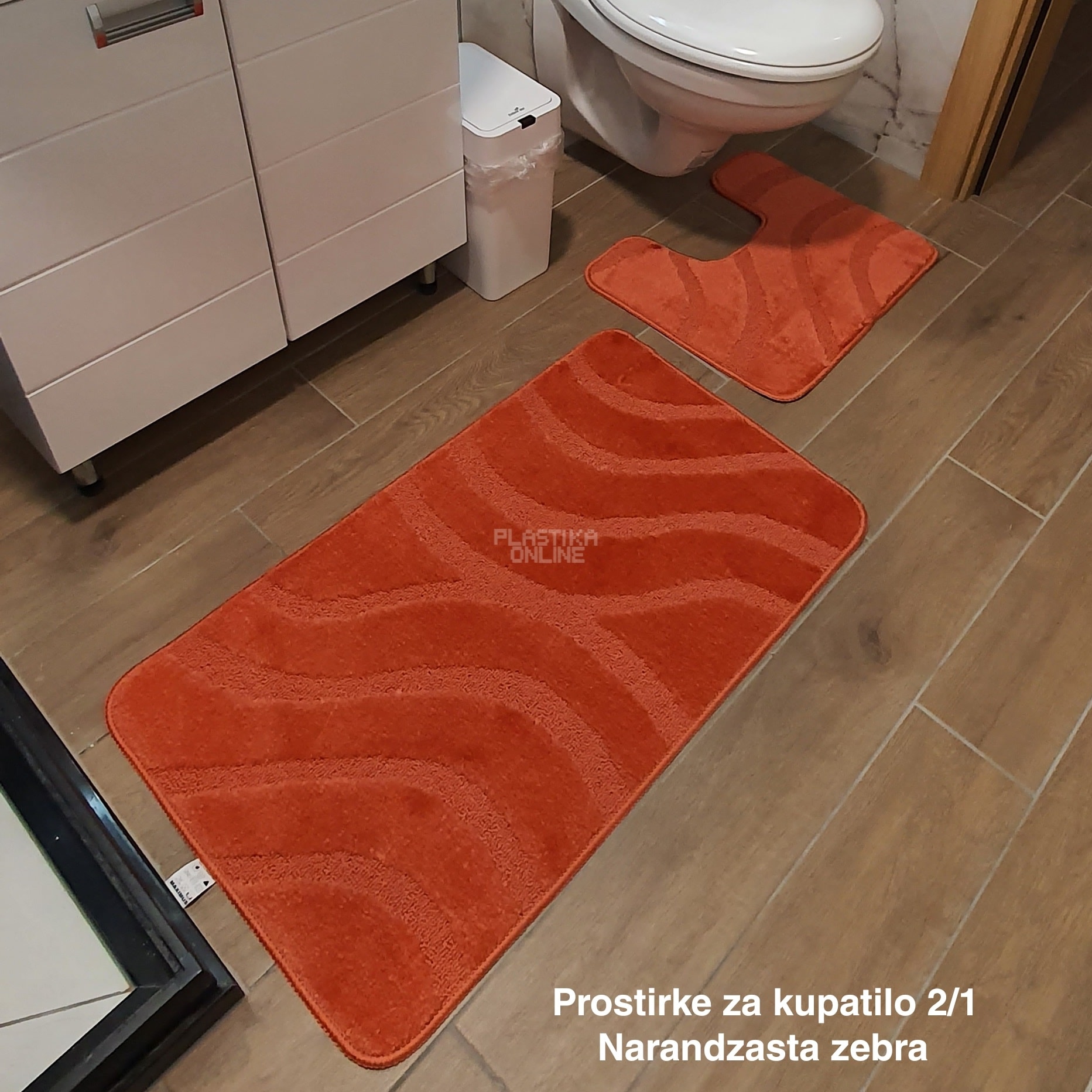 Prostirke za kupatilo 2 , staze za kupatilo, kupatilske prostirke, patosnice za kupatilo, komplet prostirke za kupatilo, staza za kupatilo narandzasta