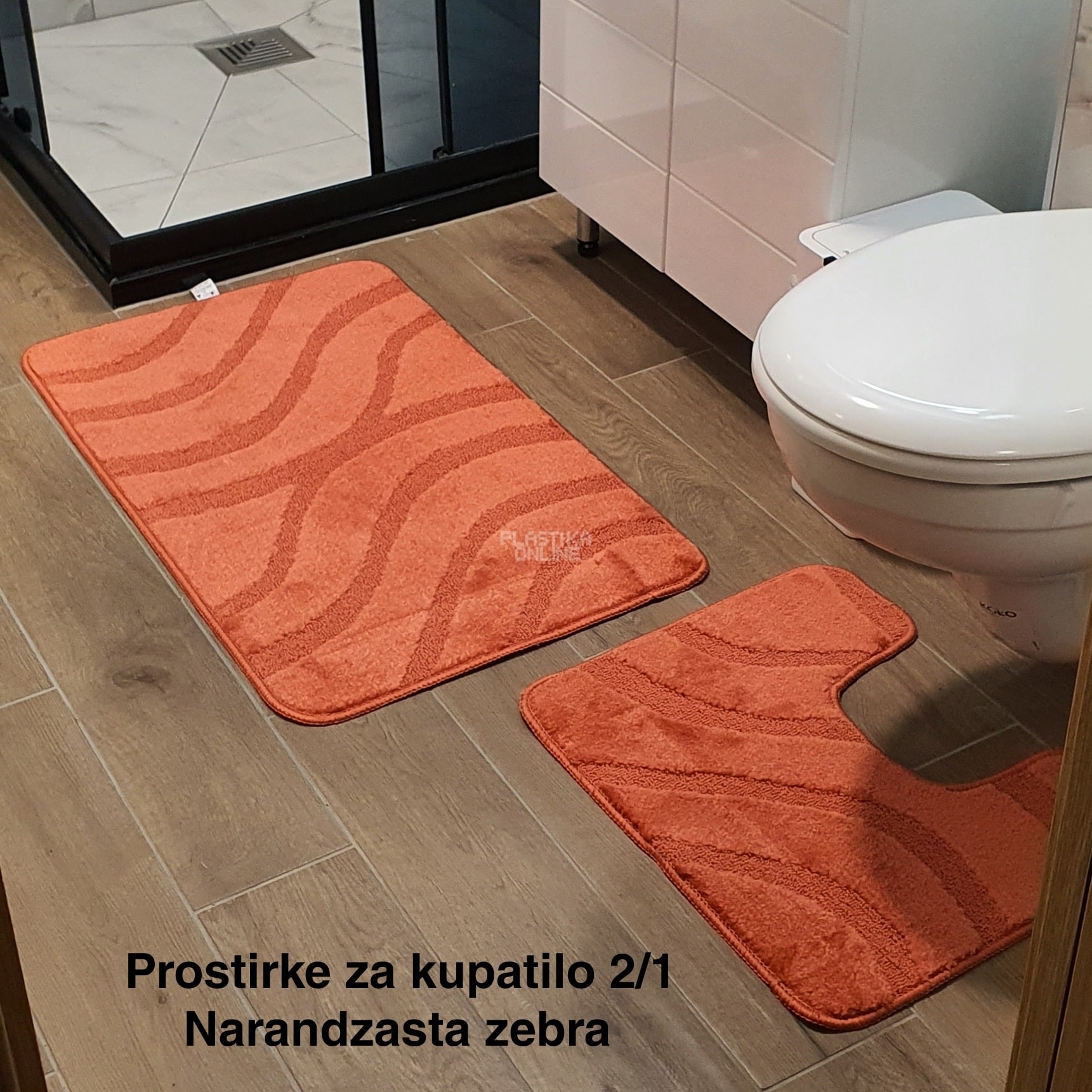 Prostirke za kupatilo 2 , staze za kupatilo, kupatilske prostirke, patosnice za kupatilo, komplet prostirke za kupatilo, staza za kupatilo narandzasta