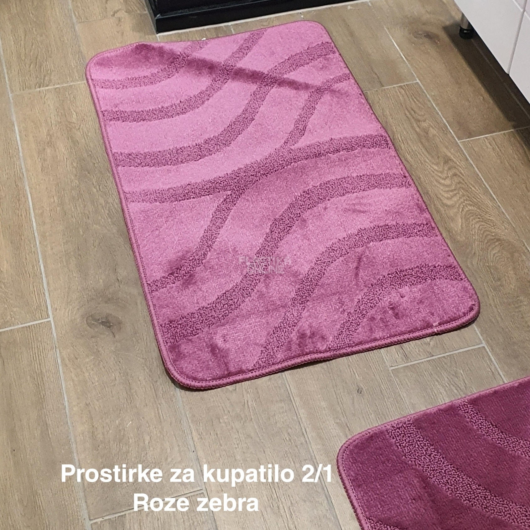 Prostirke za kupatilo 2 , staze za kupatilo, kupatilske prostirke, patosnice za kupatilo, komplet prostirke za kupatilo, staza za kupatilo roze zebra