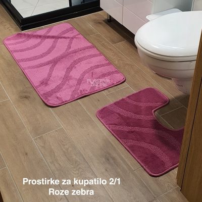 Prostirke za kupatilo 2 , staze za kupatilo, kupatilske prostirke, patosnice za kupatilo, komplet prostirke za kupatilo, staza za kupatilo roze zebra