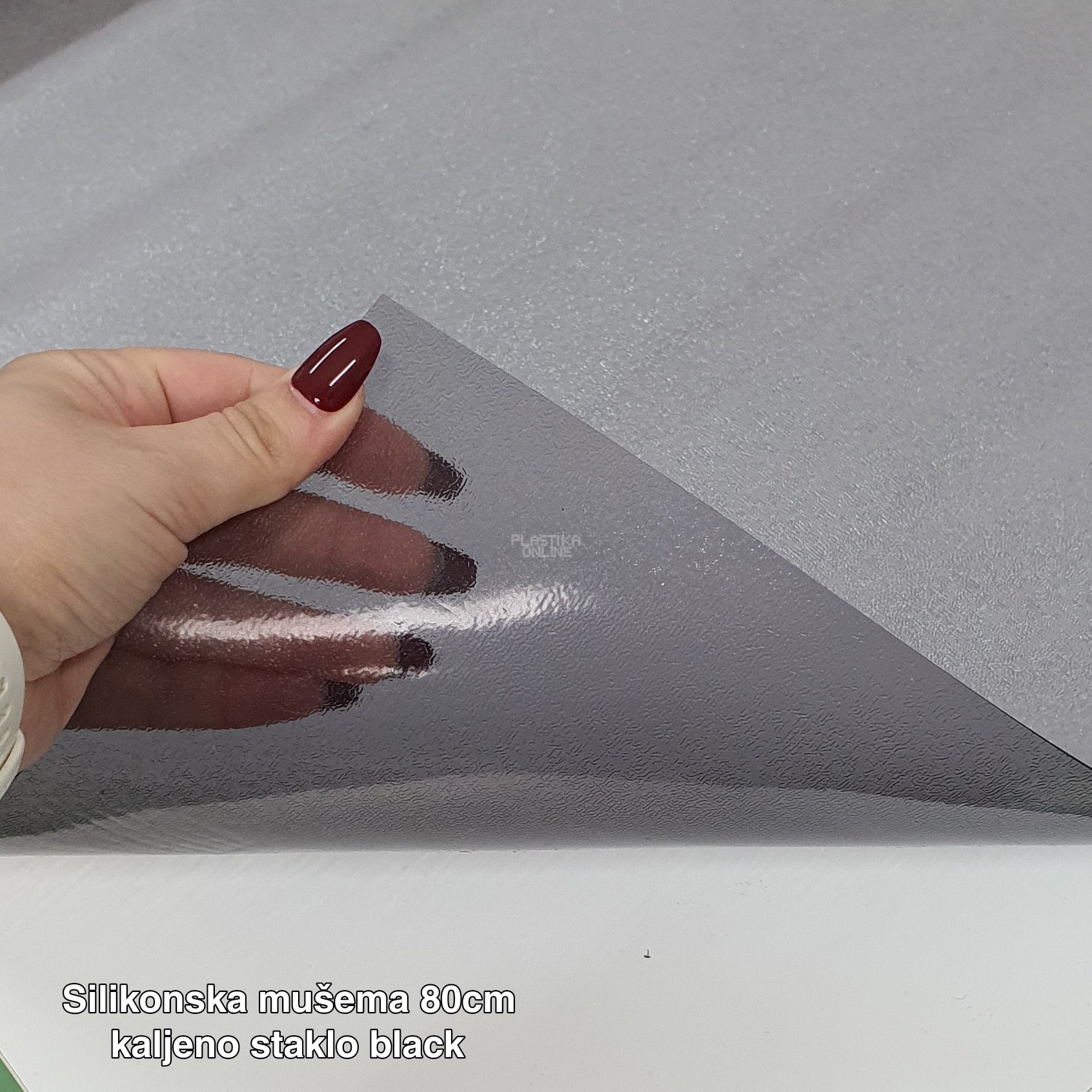Silikonska mušema 80 cm, Silikonska mušema 1 mm, Silikonska mušema za stolove visokog sjaja, PVC silikonska mušema, Zdravstveno ispravna PVC mušema black