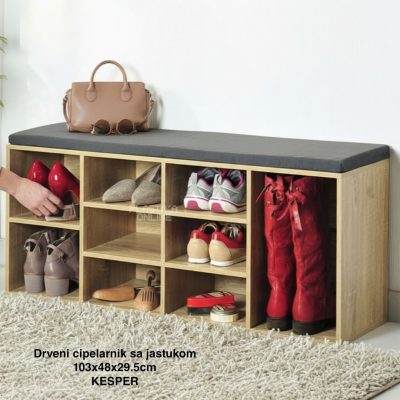 Drveni cipelarnik sa jastukom za sedenje 103,5x48x29,5cm hrast