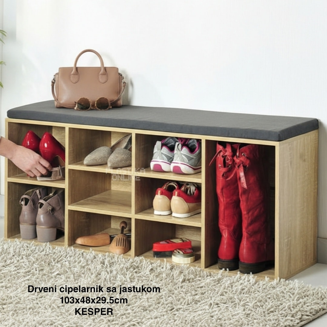 Drveni cipelarnik sa jastukom za sedenje 103,5x48x29,5cm hrast