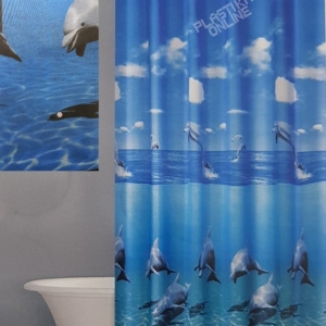 Dvodelna zavesa za kupatilo 2x110x200 DOLPHIN FAMILY