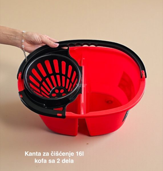 Kanta za čišćenje 16L, Kofa sa dva dela, Kanta za brisanje sa cediljkom, Kanta za čišćenje sa točkićima,Kanta za pranje podova, Profesionalna kanta za čišćenje , mikrofiber mop 120 cm