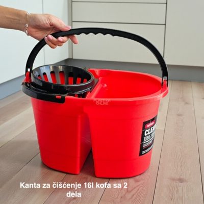 Kanta za čišćenje 16L, Kofa sa dva dela, Kanta za brisanje sa cediljkom, Kanta za čišćenje sa točkićima,Kanta za pranje podova, Profesionalna kanta za čišćenje , mikrofiber mop 120 cm
