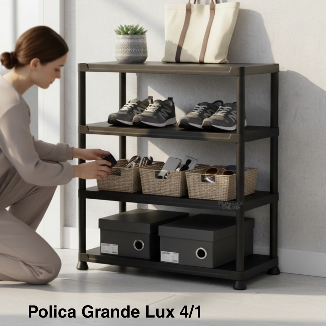 Polica GRANDE LUX 4 ,Polica za knjige , cipelarnik, plasticna polica