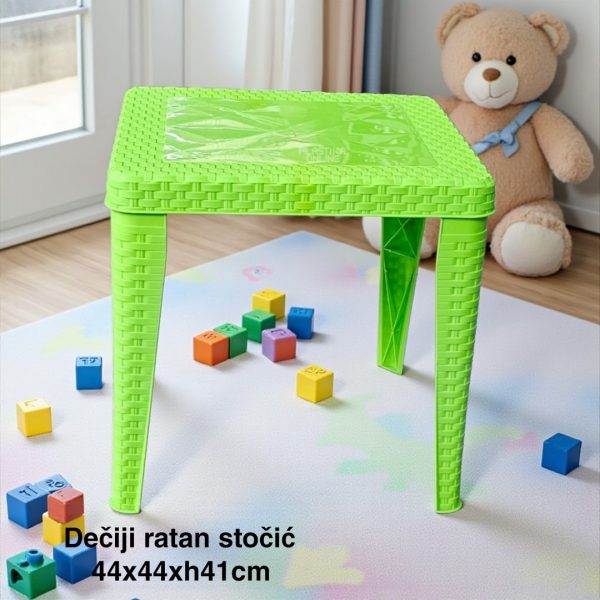 Dečiji stočić 44x44xH41cm RATAN, Dečiji ratan stočić, Plastični dečiji sto, Sto za dečiju sobu, Dečiji sto KIVI