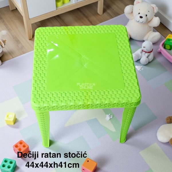 Dečiji stočić 44x44xH41cm RATAN, Dečiji ratan stočić, Plastični dečiji sto, Sto za dečiju sobu, Dečiji sto KIVI