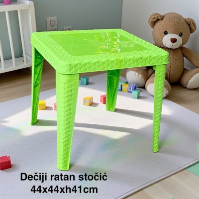 Dečiji stočić 44x44xH41cm RATAN, Dečiji ratan stočić, Plastični dečiji sto, Sto za dečiju sobu, Dečiji sto KIVI